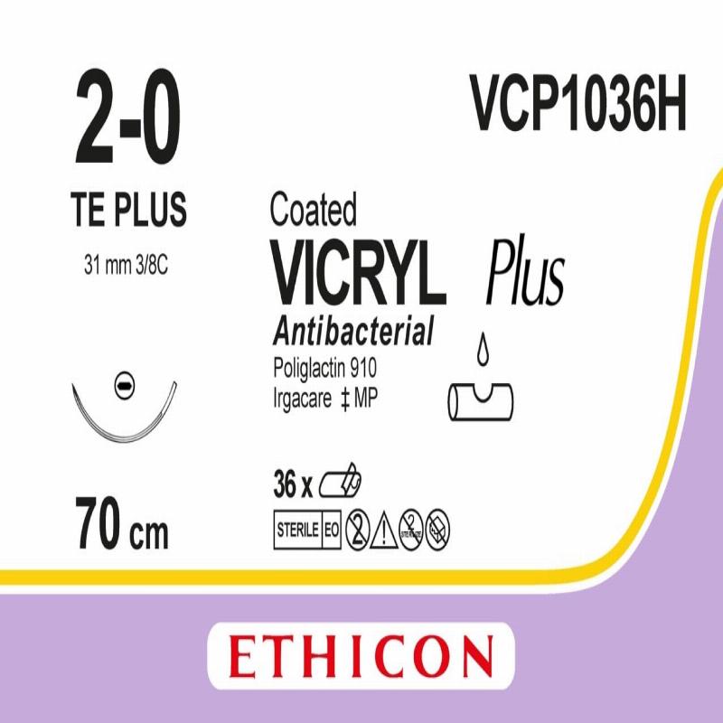 VICRYL PLUS фіолетовий 70см M3 USP2/0 одна голка TE PLUS, тип колюча Taper Point, 31мм, 3/8 кола